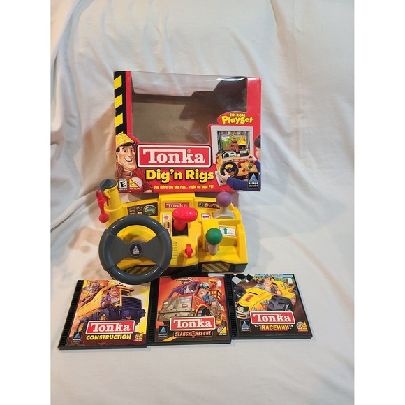 TONKA Trucks Dig'n Rigs PC Game 1999 Steering Wheel Keyboard Control w 3 CDs - Picture 1 of 10